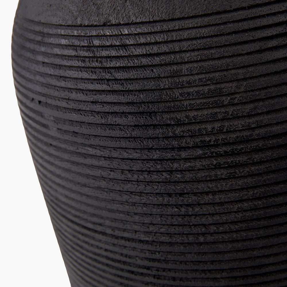 Nelu Black Engraved Wood Dome Table Lamp - Base Only